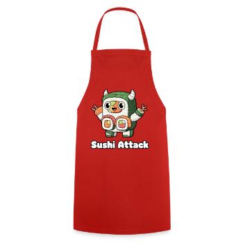 Sushi Attack Monster - Cooking Apron - red - Front - AI Model Male 185 dark (185cm)