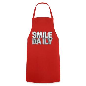 Smile daily – Monumentale Kalender-Buchstaben - Kochschürze - Rot - Vorne - AI Model Male 185 dark (185cm)