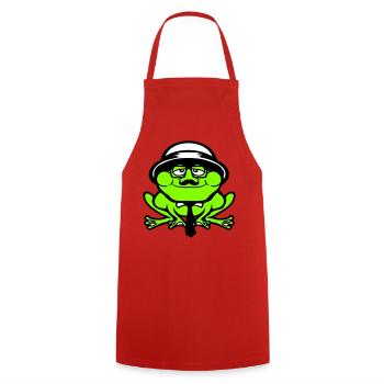 Grenouille Sir Mr. Rich Gangster Lunettes Chapeau Cravate - Tablier de cuisine - rouge - Devant - AI Model Male 185 dark (185cm)