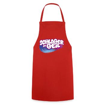 Schlager ist geil Neon Pinsel Pink Schlagermusik - Tablier de cuisine - rouge - Devant - AI Model Male 185 dark (185cm)