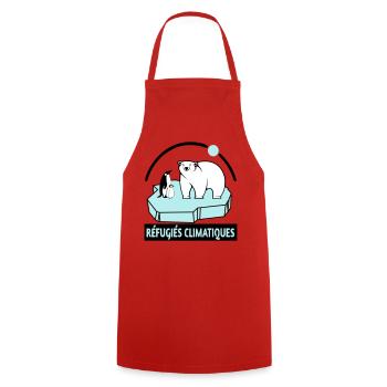 Réfugiés climatiques - Tablier de cuisine - rouge - Devant - AI Model Male 185 dark (185cm)