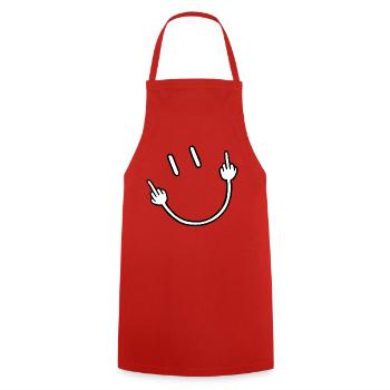 Middle Finger Gesture - Cooking Apron - red - Front - AI Model Male 185 dark (185cm)