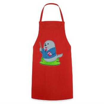 Seal Teacher Book School - Cooking Apron - red - Front - AI Model Male 185 dark (185cm)