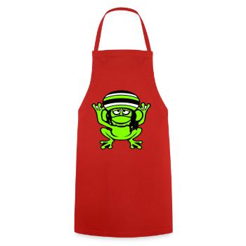 Frog Reggae Music Rasta Hair Hat Jamaica Fun - Cooking Apron - red - Front - AI Model Male 185 dark (185cm)
