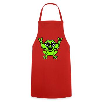 Grenouille Crapaud Cool Lunettes de soleil Victoire Paix Mains - Tablier de cuisine - rouge - Devant - AI Model Male 185 dark (185cm)