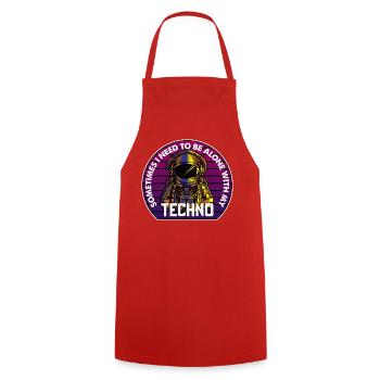 Techno Astronaut Circle Abzeichen - Kochschürze - Rot - Vorne - AI Model Male 185 dark (185cm)