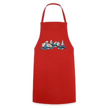 Birds at Waterplas, beautiful and cheerful - Cooking Apron - red - Front - AI Model Male 185 dark (185cm)