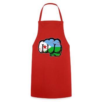 Djibouti Flag Fist - Cooking Apron - red - Front - AI Model Male 185 dark (185cm)