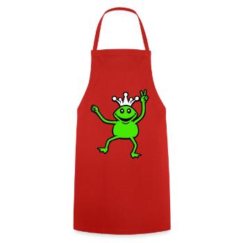 Couronne de grenouille Roi Conte de fées Prince Princesse Paix - Tablier de cuisine - rouge - Devant - AI Model Male 185 dark (185cm)