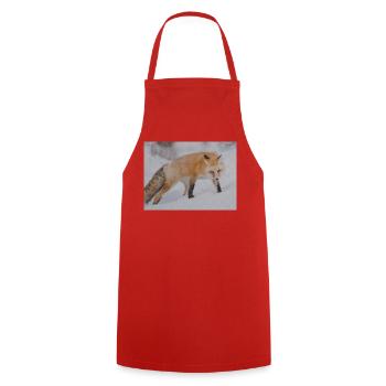 Snow Fox Pixel Art - Cooking Apron - red - Front - AI Model Male 185 dark (185cm)