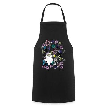 Kids Retro Halloween Ghost Ghost - Cooking Apron - black - Front - AI Model Male 185 dark (185cm)