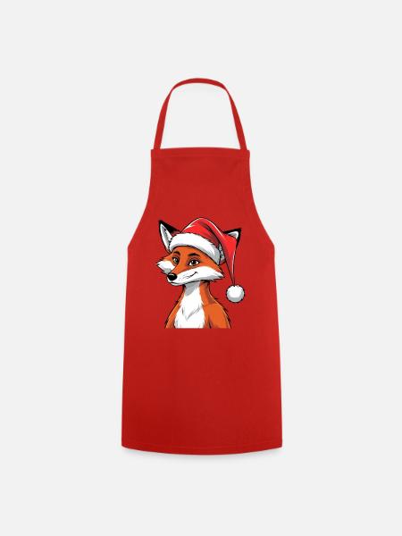 Fuchs mit Weihnachtsmütze Cartoon - Kochschürze - Rot