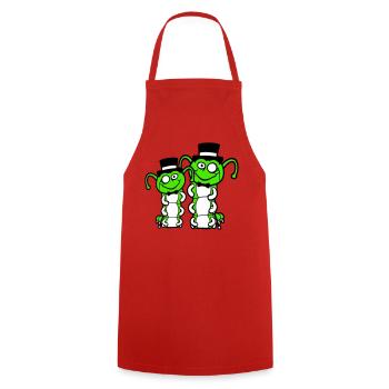2 messieurs chenille chapeau haut de forme monocle noeud papillon riche - Tablier de cuisine - rouge - Devant - AI Model Male 185 dark (185cm)