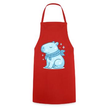 ✨ Winter Capybara – süßes Weihnachtsmotiv - Kochschürze - Rot - Vorne - AI Model Male 185 dark (185cm)