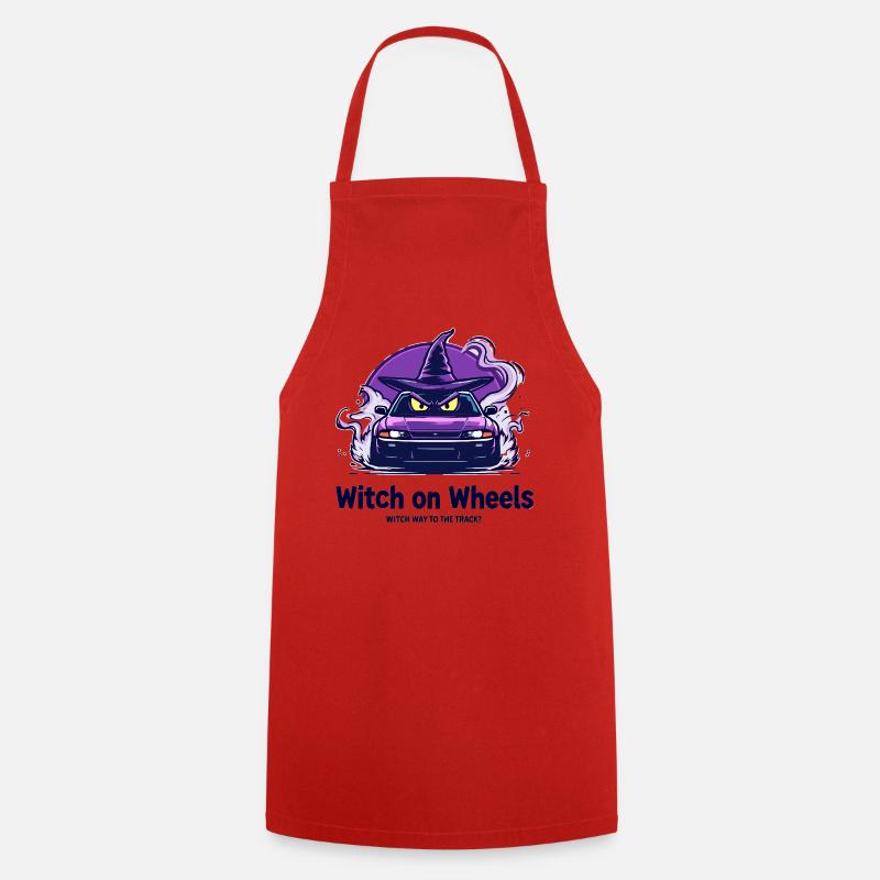 Logo de la sorcière sur roues - Tablier de cuisine - rouge