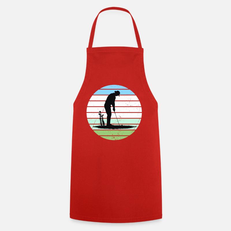 Golf silhouette in pastel circle - Cooking Apron - red