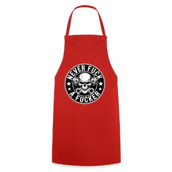 Never Mess With Fucker Epic Biker Badge Skull - Kochschürze - Rot - Vorne - AI Model Male 185 dark (185cm)