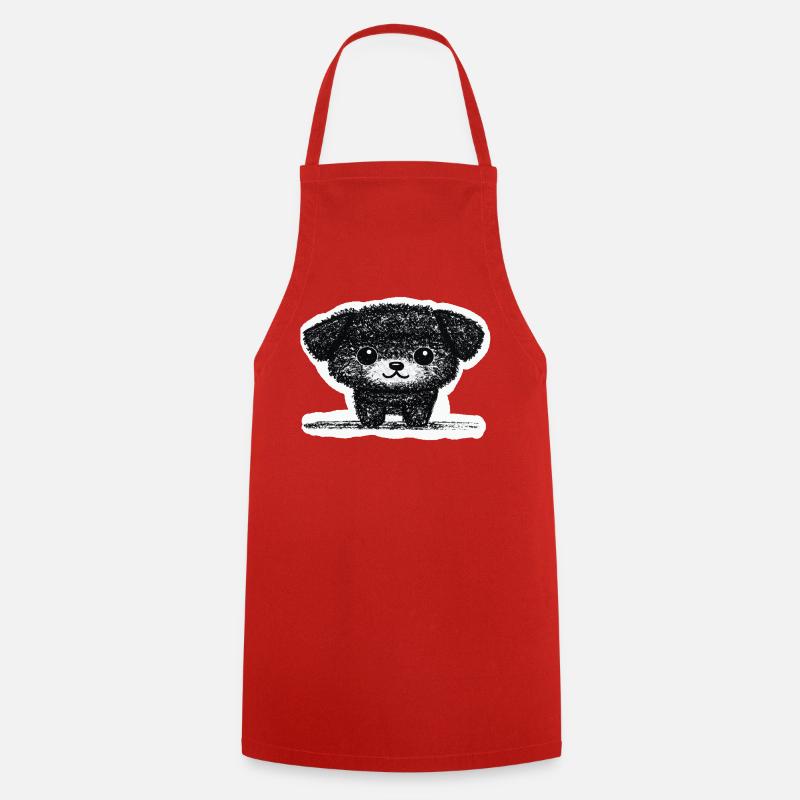 Petit chiot (gris) - Tablier de cuisine - rouge