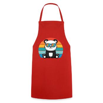 Asian Panda Bear Retro Sunglasses Panda - Cooking Apron - red - Front - AI Model Male 185 dark (185cm)