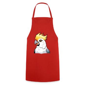 Cockatoo cartoon with yellow comb - Cooking Apron - red - Front - AI Model Male 185 dark (185cm)