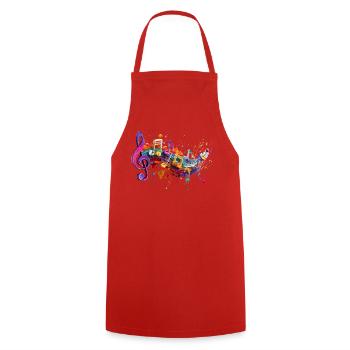 Color Magic Melodies Motenschlüssel Illustration - Cooking Apron - red - Front - AI Model Male 185 dark (185cm)