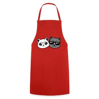 Cute Kittens Cool Male Couple Black and White Cats - Cooking Apron - red - Front - AI Model Male 185 dark (185cm)