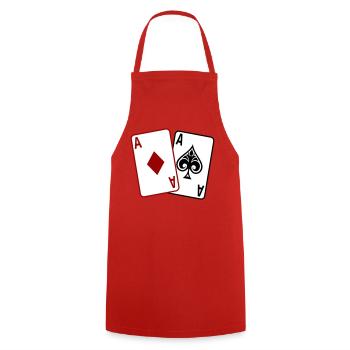 Cartes de poker – Texas Hold’em Casino Design - Tablier de cuisine - rouge - Devant - AI Model Male 185 dark (185cm)