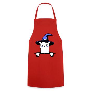 Llama Wizard Cute Look Magical Witch Hat Cute - Cooking Apron - red - Front - AI Model Male 185 dark (185cm)