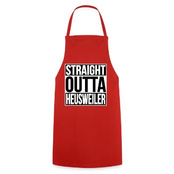 Straight Outta Heusweiler - Cooking Apron - red - Front - AI Model Male 185 dark (185cm)