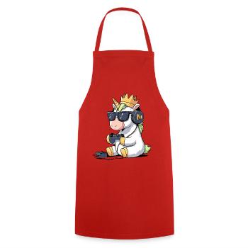 Unicorn - gaming on - Cooking Apron - red - Front - AI Model Male 185 dark (185cm)