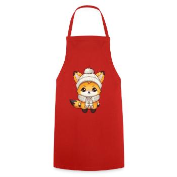 Fuchs Winter Tier Baby Comic - Kochschürze - Rot - Vorne - AI Model Male 185 dark (185cm)