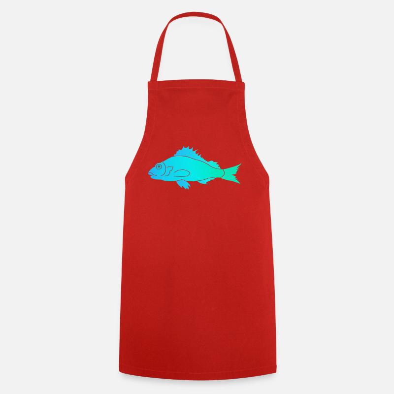 Fish with a serrated fin - Cooking Apron - red