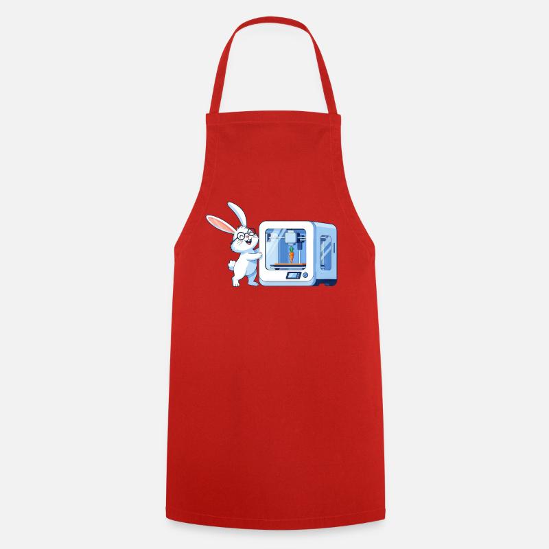 Funny Rabbit Nerd Programmeur Imprimante 3D - Tablier de cuisine - rouge