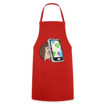 Funny Hedgehog Smartphone GPS City Planner Geocaching - Cooking Apron - red - Front - AI Model Male 185 dark (185cm)