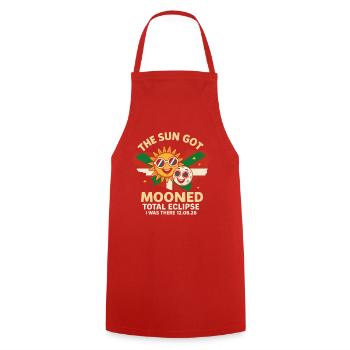 Sun Mooned Total Eclipse 8/12/26 - Cooking Apron - red - Front - AI Model Male 185 dark (185cm)