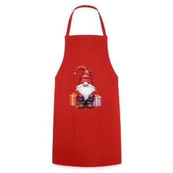 Gnomin de Noël avec guirlandes lumineuses et forfaits - Tablier de cuisine - rouge - Devant - AI Model Male 185 dark (185cm)