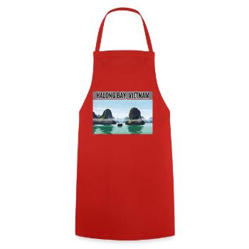 Baie de Halong, Vietnam - Tablier de cuisine - rouge - Devant - AI Model Male 185 dark (185cm)