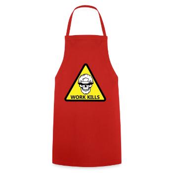 Danger Work, Kill sign with a helmeted skull - Cooking Apron - red - Front - AI Model Male 185 dark (185cm)