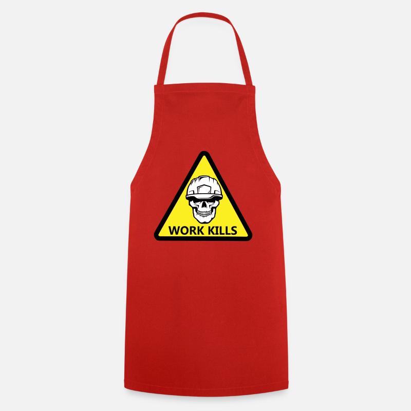 Danger Work, Kill Schild mit behelmtem Totenkopf - Kochschürze - Rot