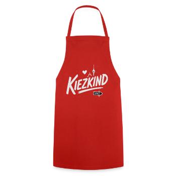 Kiezkind Berlin Design mit Fernsehturm und Herz - Kochschürze - Rot - Vorne - AI Model Male 185 dark (185cm)