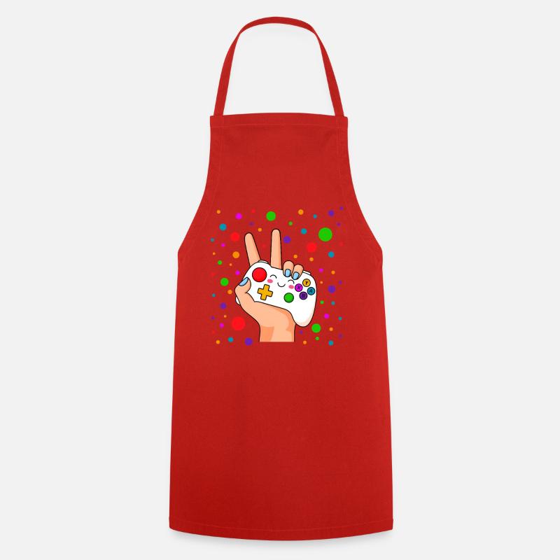 Peace Sign Controller Pop - Cooking Apron - red