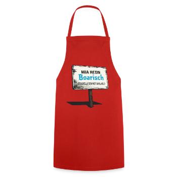 Mia Redn Bavarian dialect Humor - Cooking Apron - red - Front - AI Model Male 185 dark (185cm)