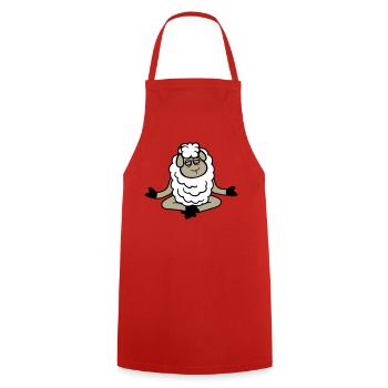Sheep Relaxed Peaceful Yoga Lotus Meditation - Cooking Apron - red - Front - AI Model Male 185 dark (185cm)