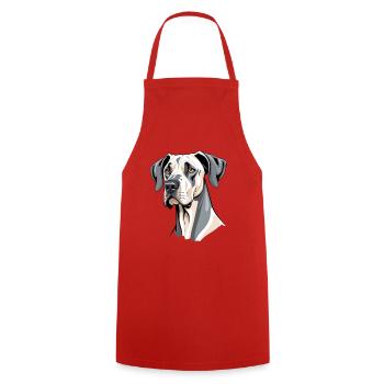 Dane Dog Head Portrait - Cooking Apron - red - Front - AI Model Male 185 dark (185cm)