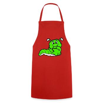 Caterpillar Worm Shy Friendly Curious Looking - Cooking Apron - red - Front - AI Model Male 185 dark (185cm)