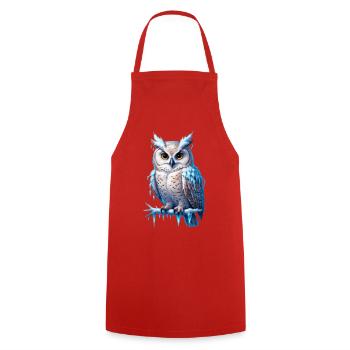 Frosty Owl Majesty - Cooking Apron - red - Front - AI Model Male 185 dark (185cm)