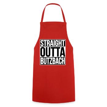 Straight Outta Butzbach - Cooking Apron - red - Front - AI Model Male 185 dark (185cm)
