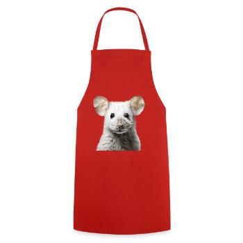 Cute Mouse – Cute Pet Portrait - Cooking Apron - red - Front - AI Model Male 185 dark (185cm)