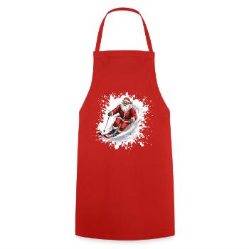 Santa Claus Ski Skiing - Cooking Apron - red - Front - AI Model Male 185 dark (185cm)