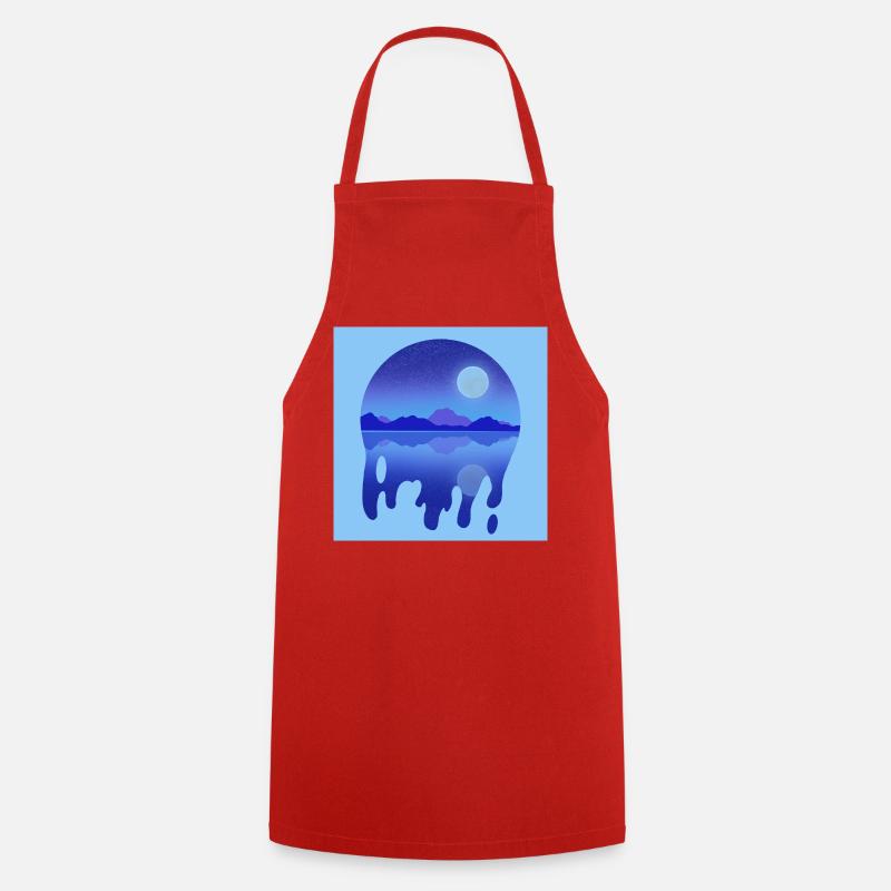Night-time lake - Cooking Apron - red